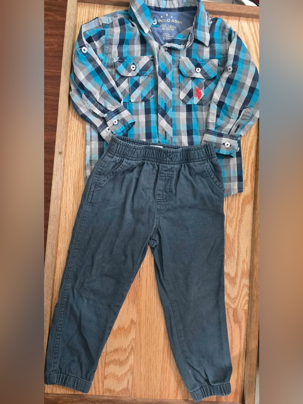 3T boys wrangler pants & button up shirt